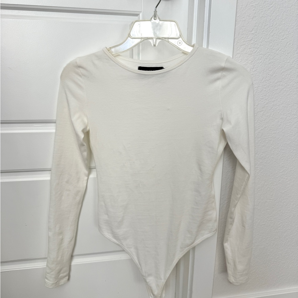 OW Intimates White Long Sleeve Thong Bodysuit